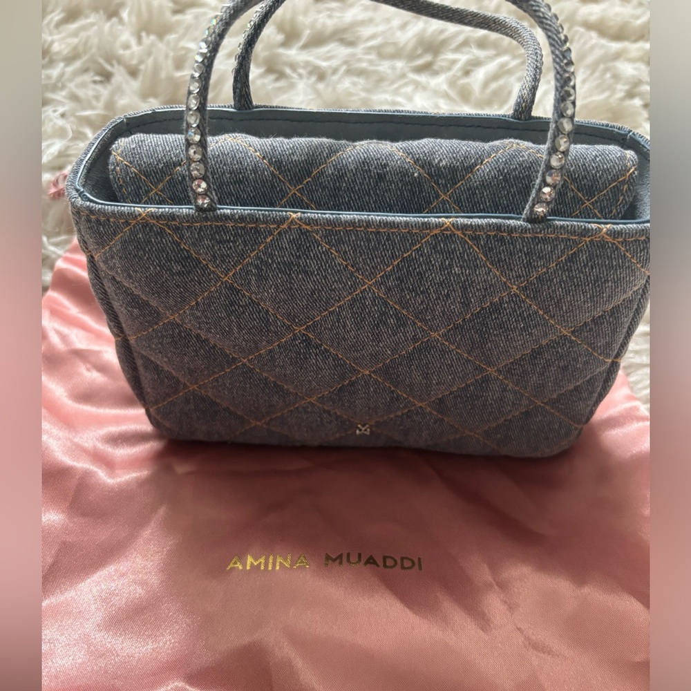 Amina Muaddi Denim Handbag